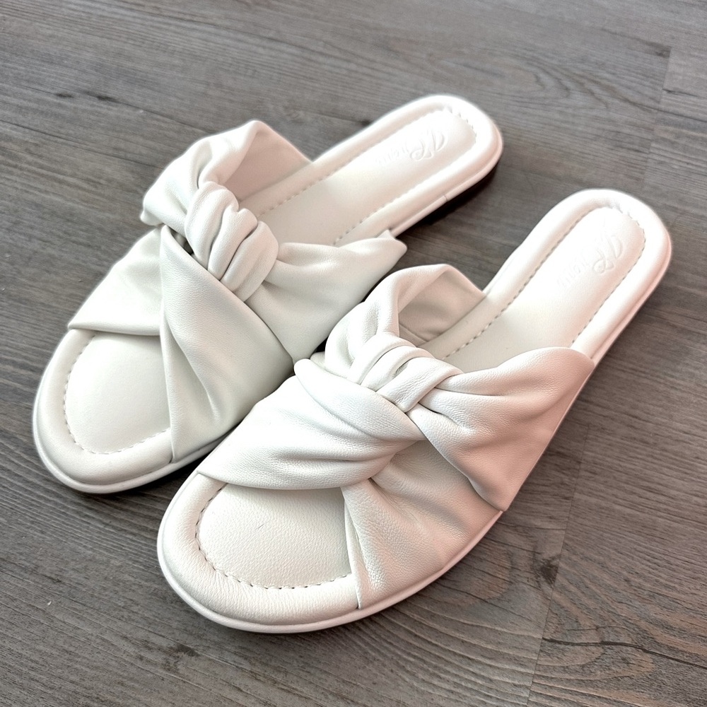 J. Crew Menorca padded twist-knot sandals slides in leather ivory